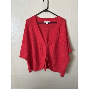 Sag Harbor 3X Red Crochet Shrug Sweater‎